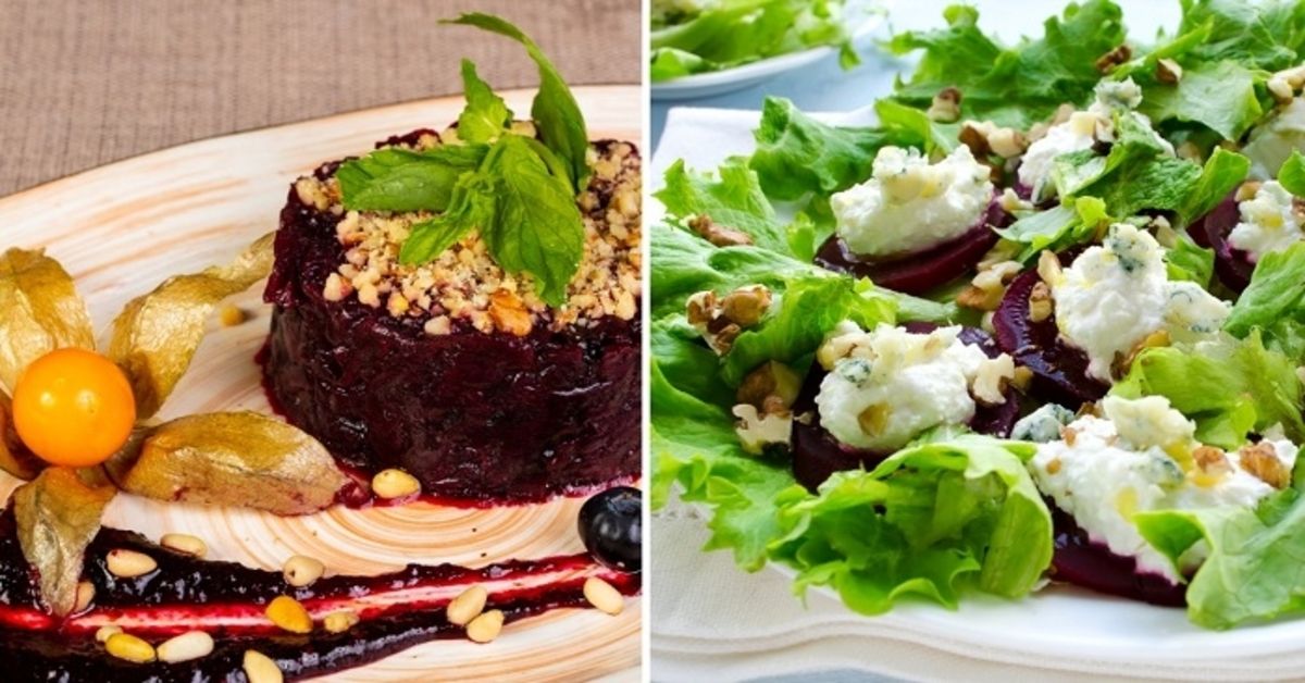 Burokėlių salotos su baklažanų padažu. Neįprastas skonių derinys