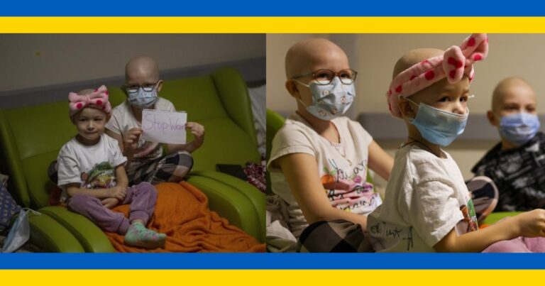 Vėžiu sergantys vaikai Ukrainoje slepiasi ligoninės rūsiuose, tikėdamiesi, kad bus evakuoti