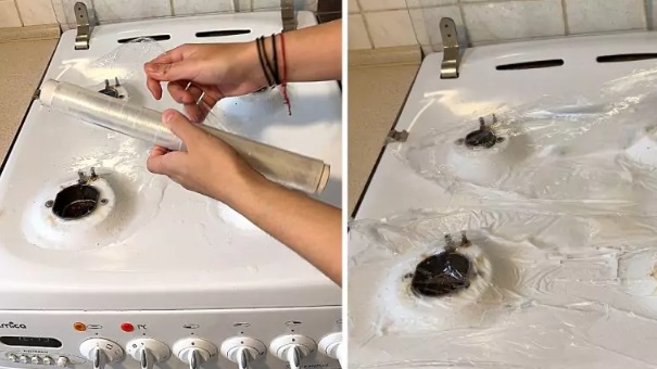 Tereikės vieno ingrediento ir maistinės plėvelės: tai padės išvalyti dujinę viryklę