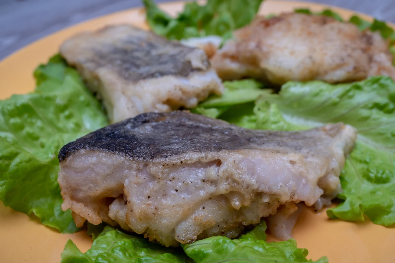 Per šventes karpis – karalius, tačiau mano namuose jis patiekiamas ypatingu būdu Kepti žuvies gabalėliai, sudėti ant šviežių salotų lapų geltonoje lėkštėje, apkepta traški odele ir švelnia balta žuvies mėsa.