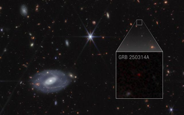 GRB 250314A gama žybsnio vaizdas