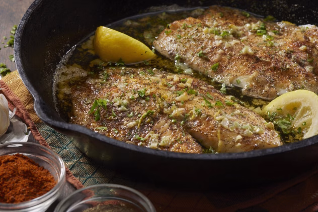 Keptas šamas su česnakiniu sviestu