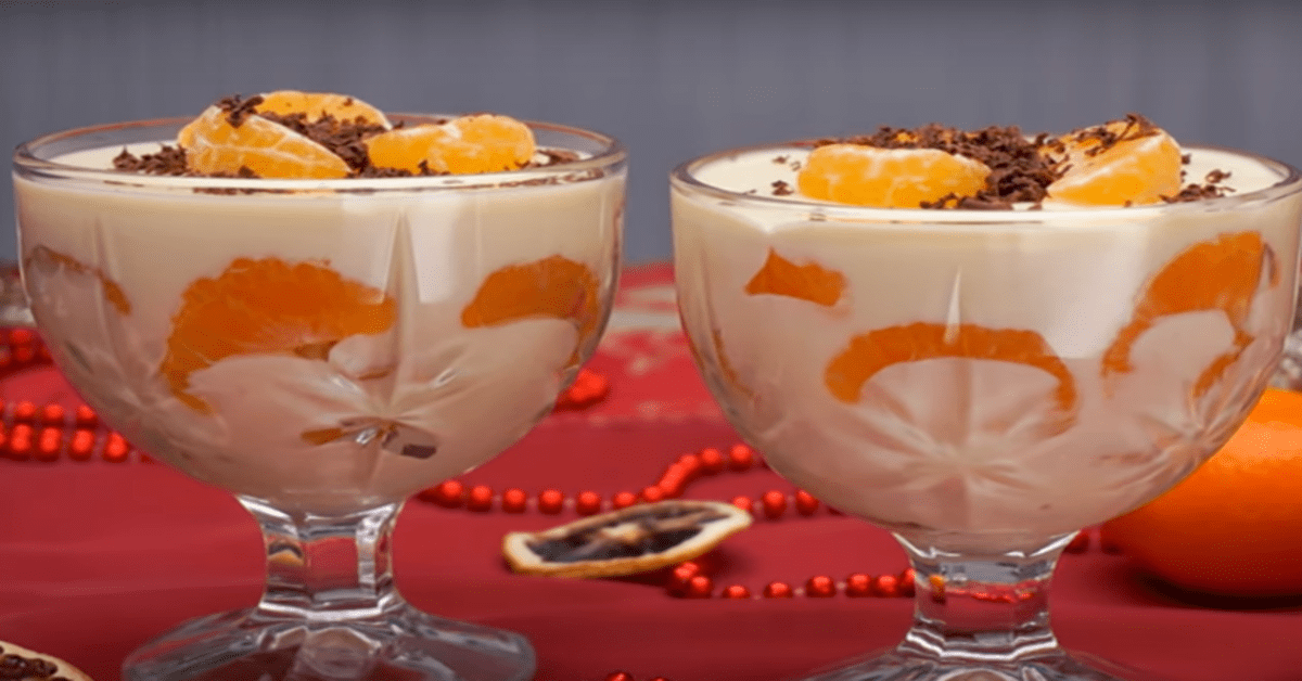 Desertas su mandarinais, kuris taps puikia šventinio stalo puošmena