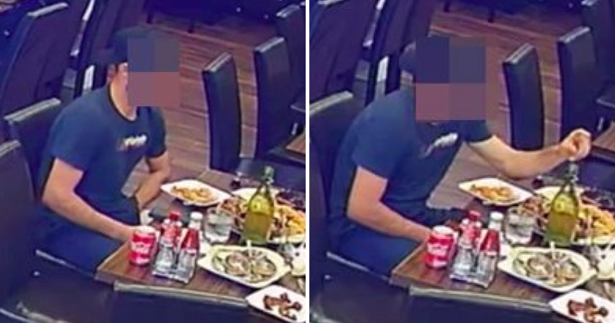 Vyras buvo užfiksuotas restorane į patiekalą kišantis plauką, kad nereikėtų susimokėti