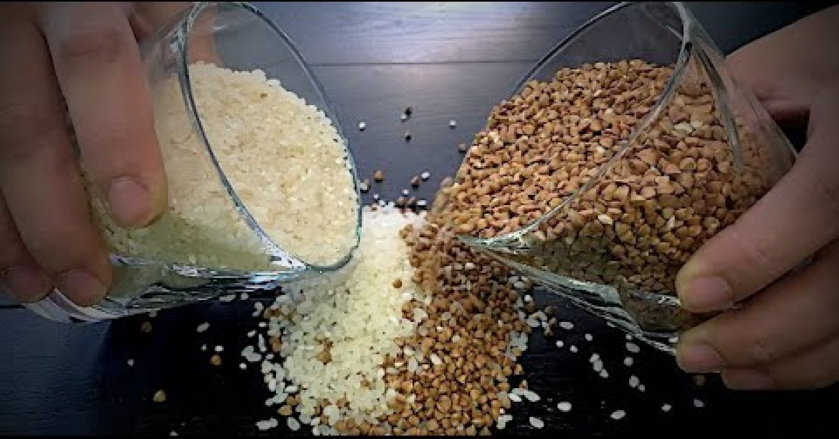 Stiklinė grikių ir stiklinė ryžių. Gauta košė bus soti vakarienė