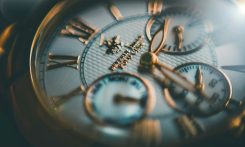 macro shot of chronograph watch